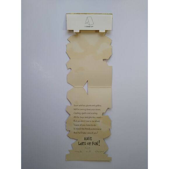 Vintage Halloween Greeting Card Flocked Diecut Standup Scarecrow & Black Bird - Picture 5 of 8